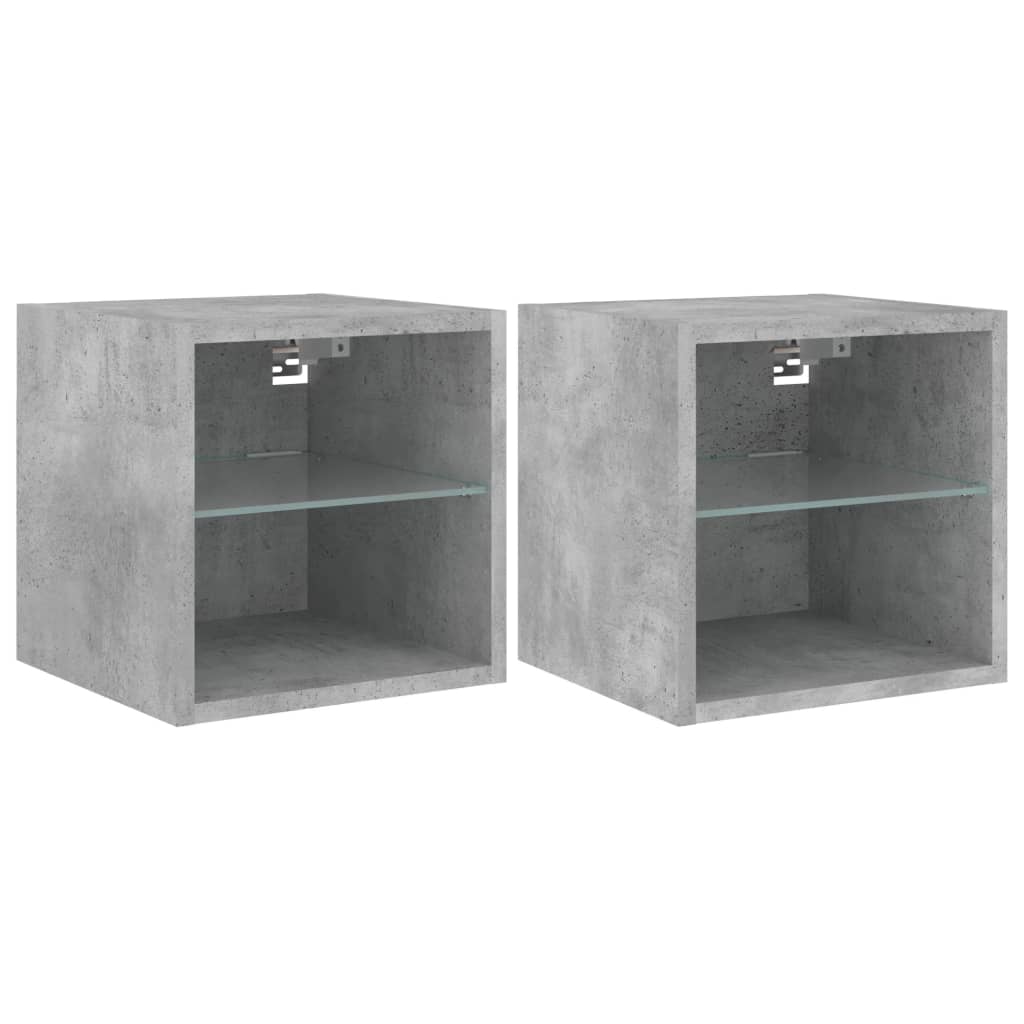 Tv-Wandmeubels Met Led 2 St 30X28,5X30 Cm Betongrijs