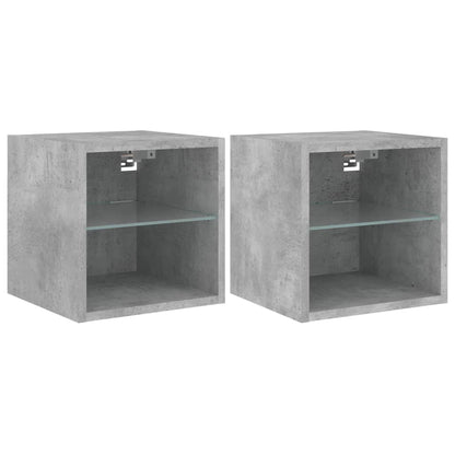 Tv-Wandmeubels Met Led 2 St 30X28,5X30 Cm Betongrijs
