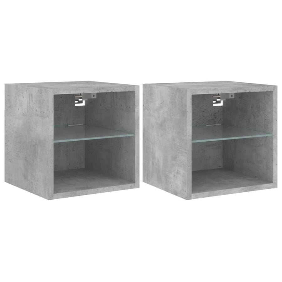 Tv-Wandmeubels Met Led 2 St 30X28,5X30 Cm Betongrijs