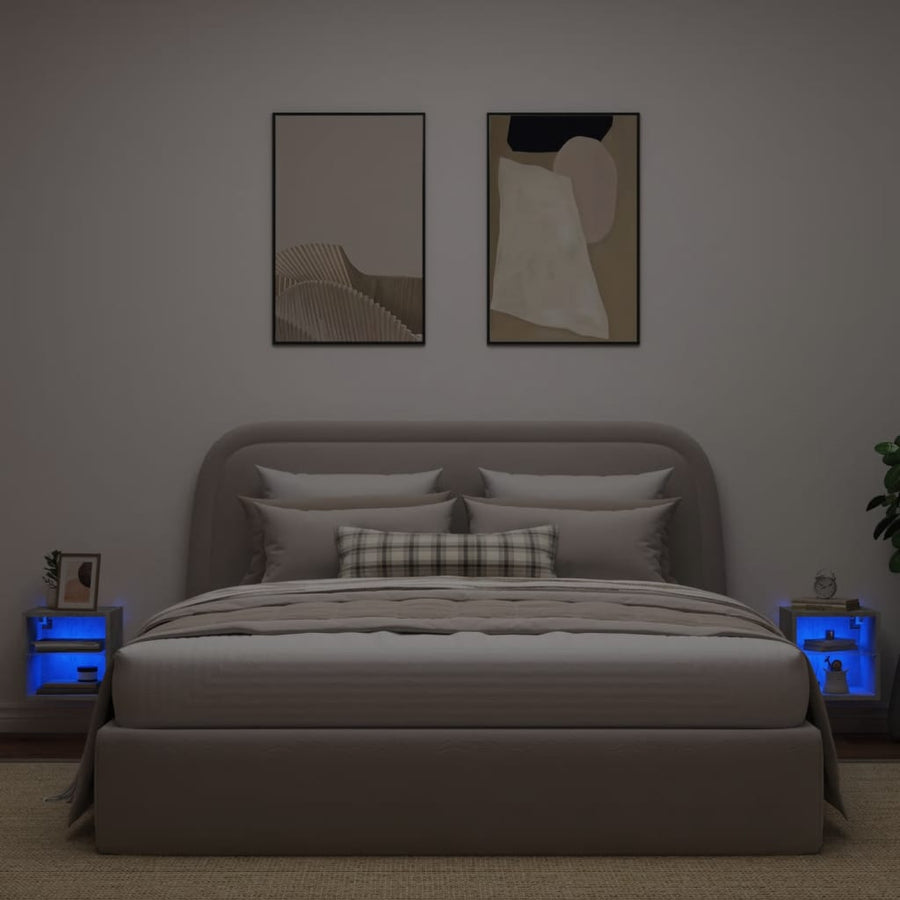 Tv-Wandmeubels Met Led 2 St 30X28,5X30 Cm Betongrijs