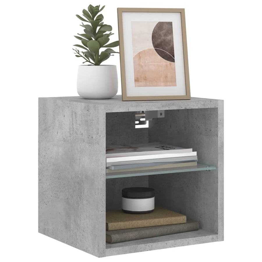 Tv-Wandmeubels Met Led 2 St 30X28,5X30 Cm Betongrijs