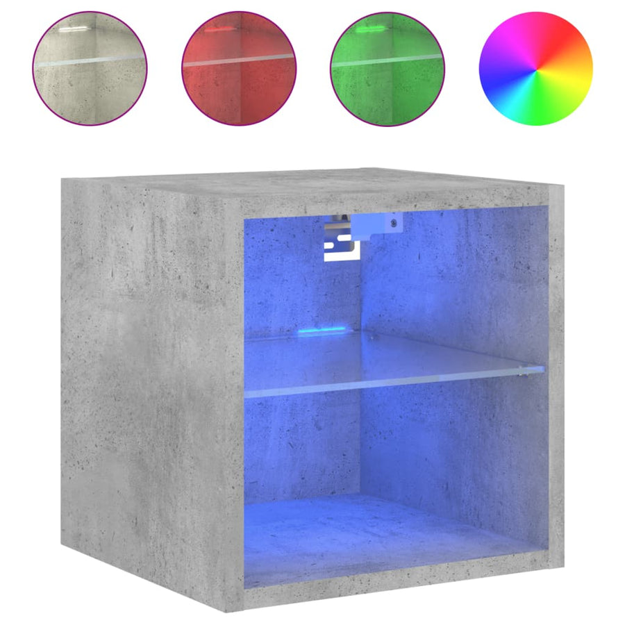 Tv-Wandmeubels Met Led 2 St 30X28,5X30 Cm Betongrijs