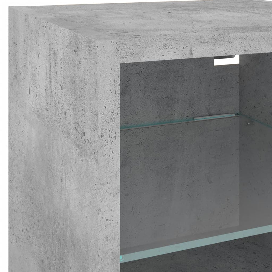 Tv-Wandmeubels Met Led 2 St 30X28,5X30 Cm Betongrijs