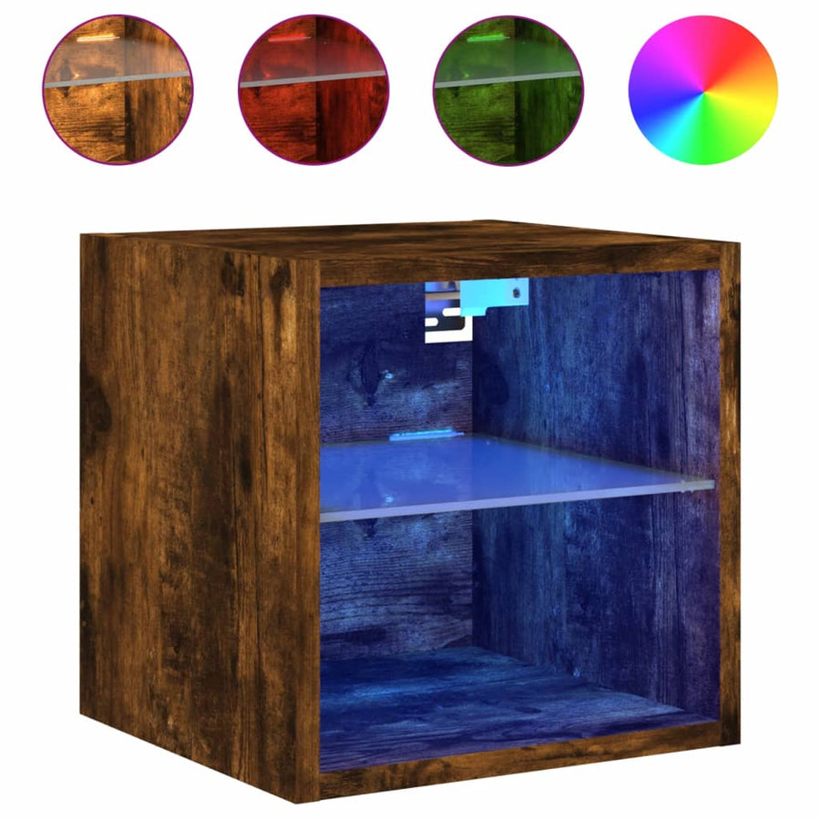 Tv-Wandmeubel Met Led-Verlichting 30X28,5X30 Cm Gerookt Eiken