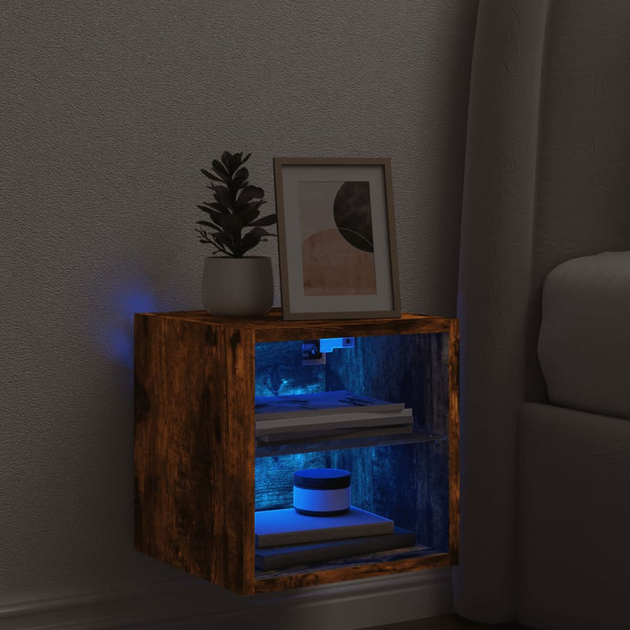 Tv-Wandmeubel Met Led-Verlichting 30X28,5X30 Cm Gerookt Eiken