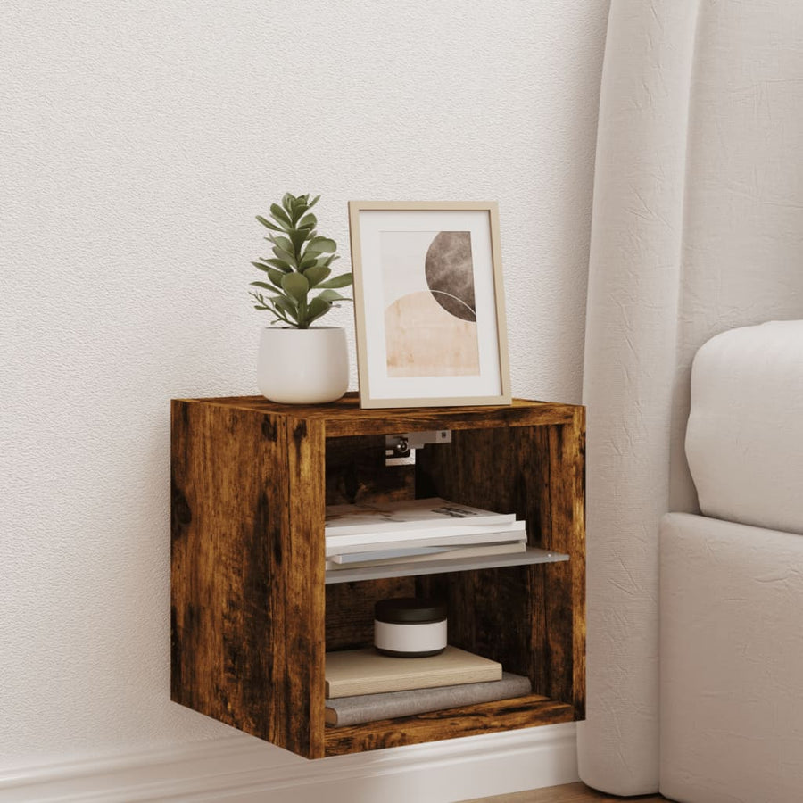 Tv-Wandmeubel Met Led-Verlichting 30X28,5X30 Cm Gerookt Eiken
