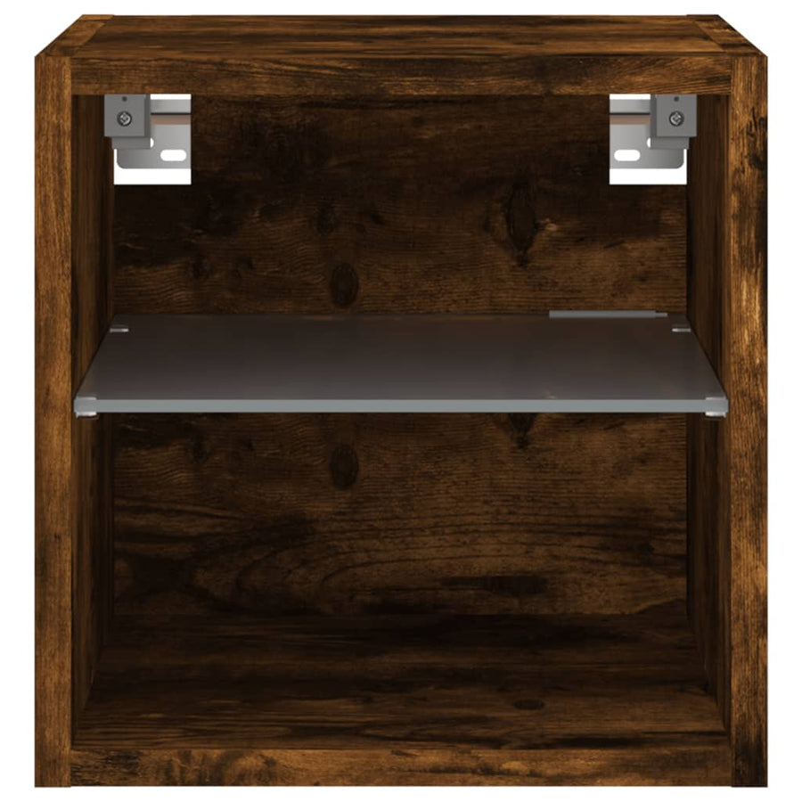 Tv-Wandmeubel Met Led-Verlichting 30X28,5X30 Cm Gerookt Eiken