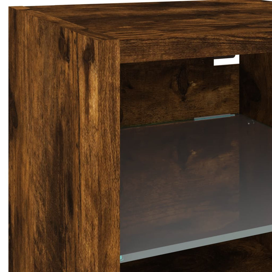 Tv-Wandmeubel Met Led-Verlichting 30X28,5X30 Cm Gerookt Eiken