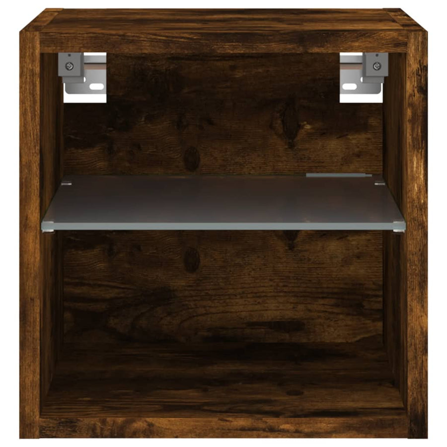 Tv-Wandmeubels Met Led 2 St 30X28,5X30 Cm Gerookt Eikenkleurig