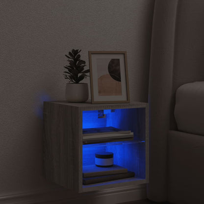 Tv-Wandmeubel Met Led-Verlichting 30X28,5X30 Cm Grijs Sonoma