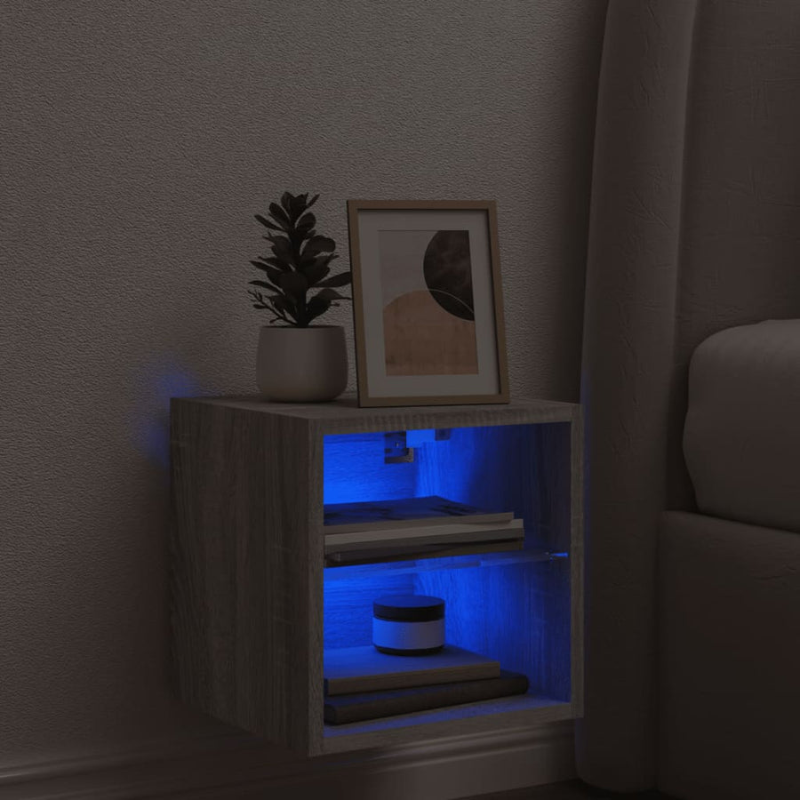 Tv-Wandmeubel Met Led-Verlichting 30X28,5X30 Cm Grijs Sonoma