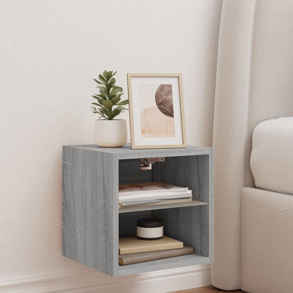 Tv-Wandmeubel Met Led-Verlichting 30X28,5X30 Cm Grijs Sonoma