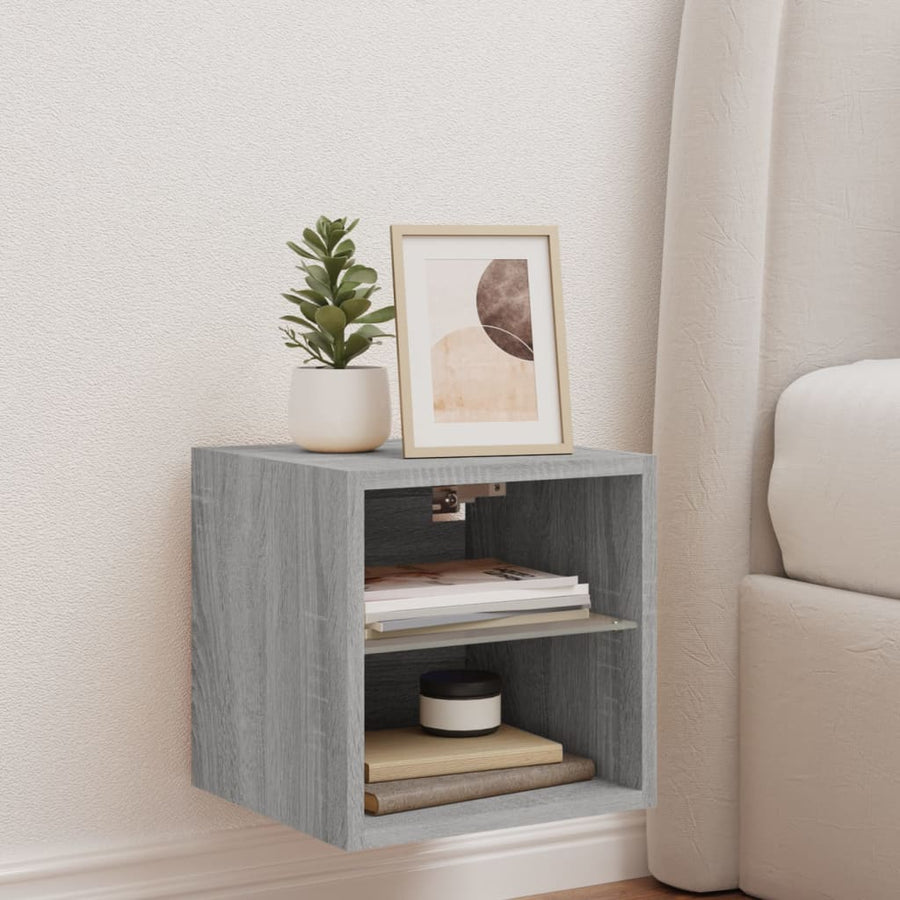Tv-Wandmeubel Met Led-Verlichting 30X28,5X30 Cm Grijs Sonoma