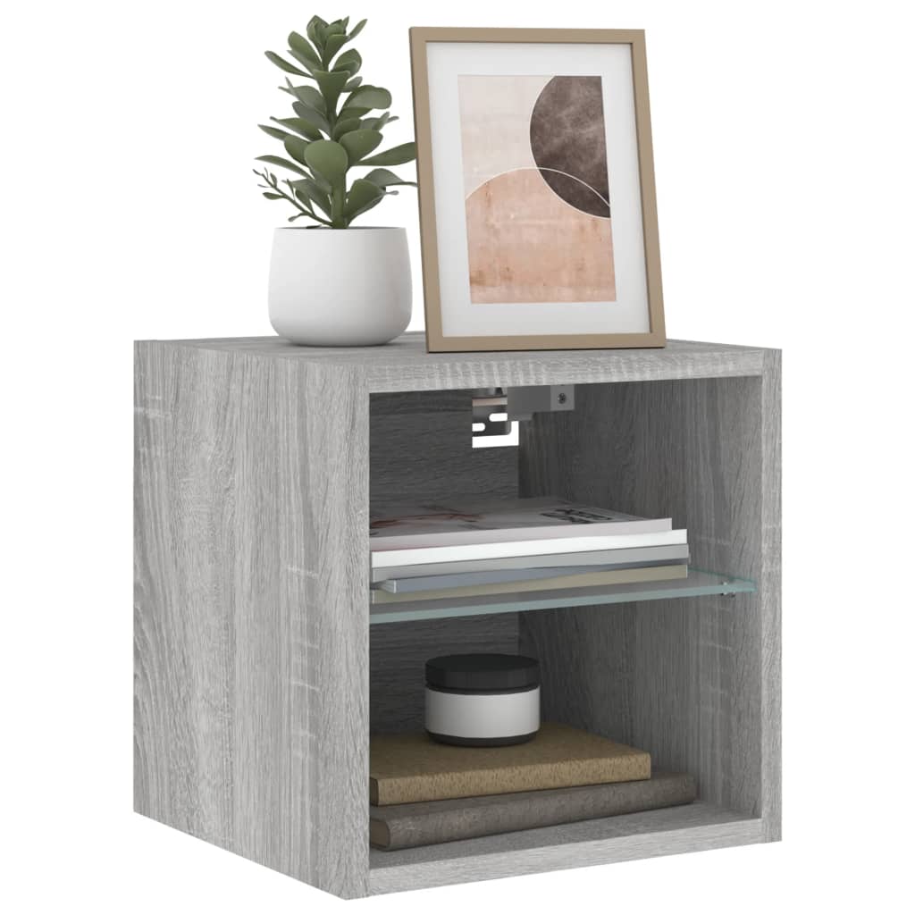 Tv-Wandmeubel Met Led-Verlichting 30X28,5X30 Cm Grijs Sonoma