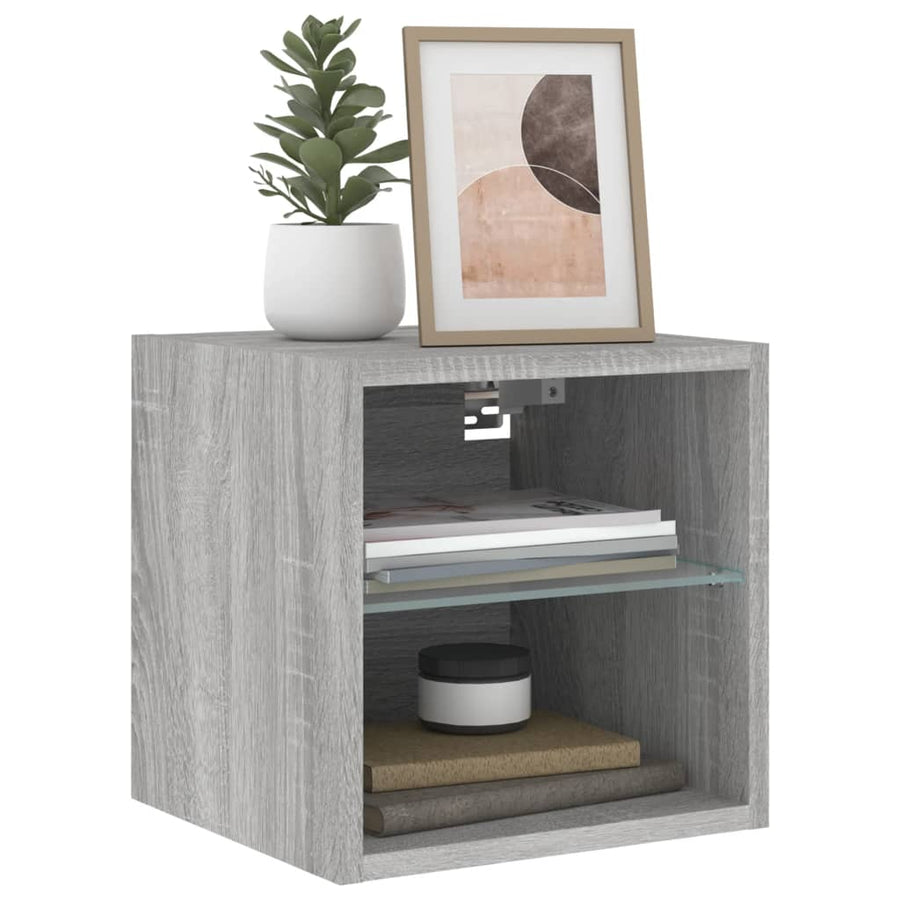 Tv-Wandmeubel Met Led-Verlichting 30X28,5X30 Cm Grijs Sonoma