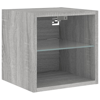 Tv-Wandmeubel Met Led-Verlichting 30X28,5X30 Cm Grijs Sonoma