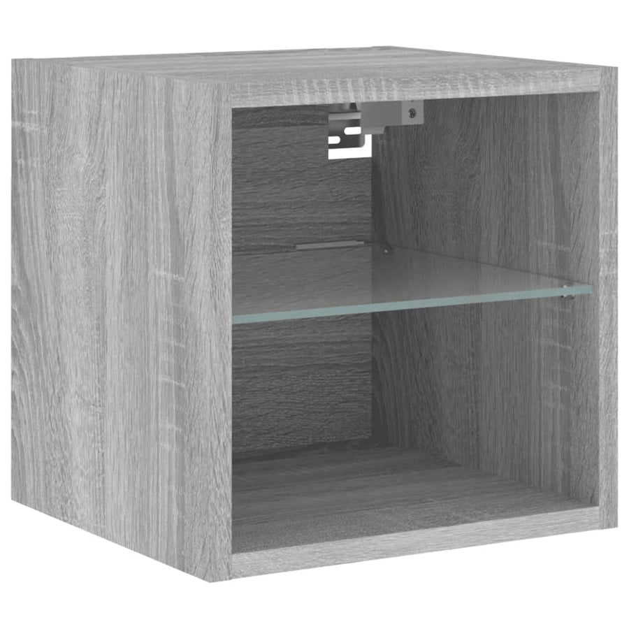 Tv-Wandmeubel Met Led-Verlichting 30X28,5X30 Cm Grijs Sonoma