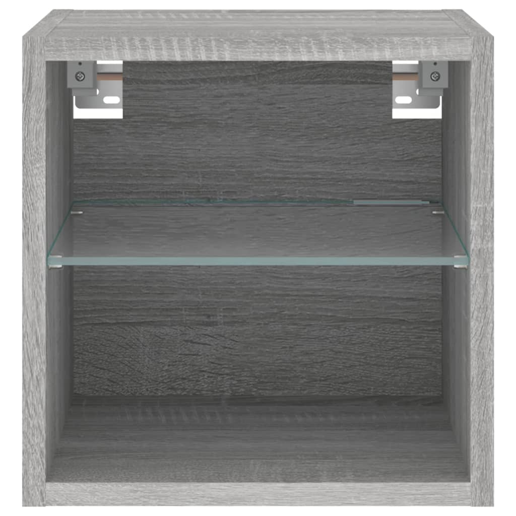 Tv-Wandmeubel Met Led-Verlichting 30X28,5X30 Cm Grijs Sonoma
