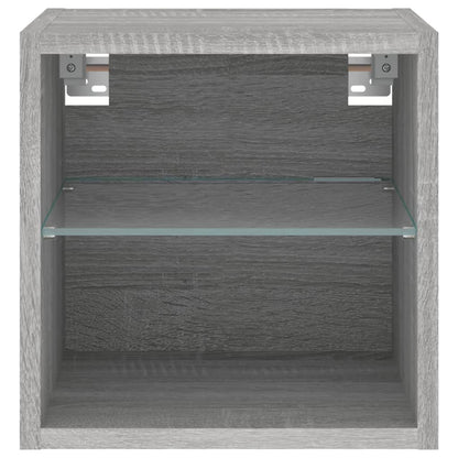 Tv-Wandmeubel Met Led-Verlichting 30X28,5X30 Cm Grijs Sonoma