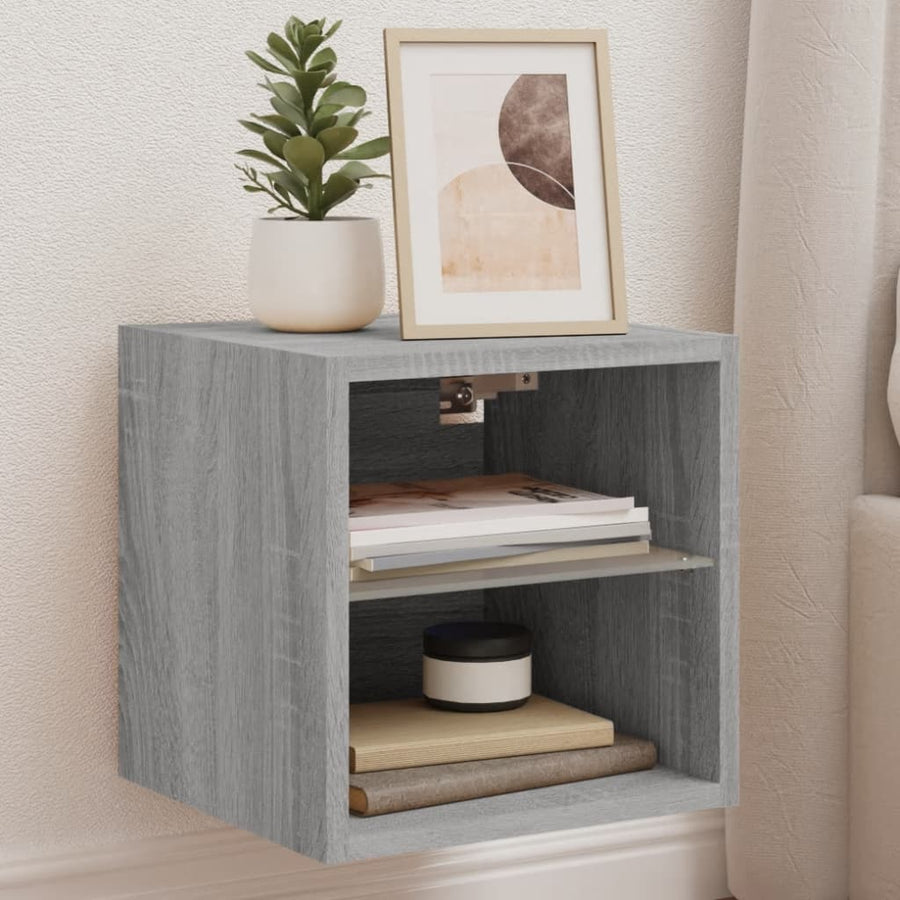 Tv-Wandmeubel Met Led-Verlichting 30X28,5X30 Cm Grijs Sonoma