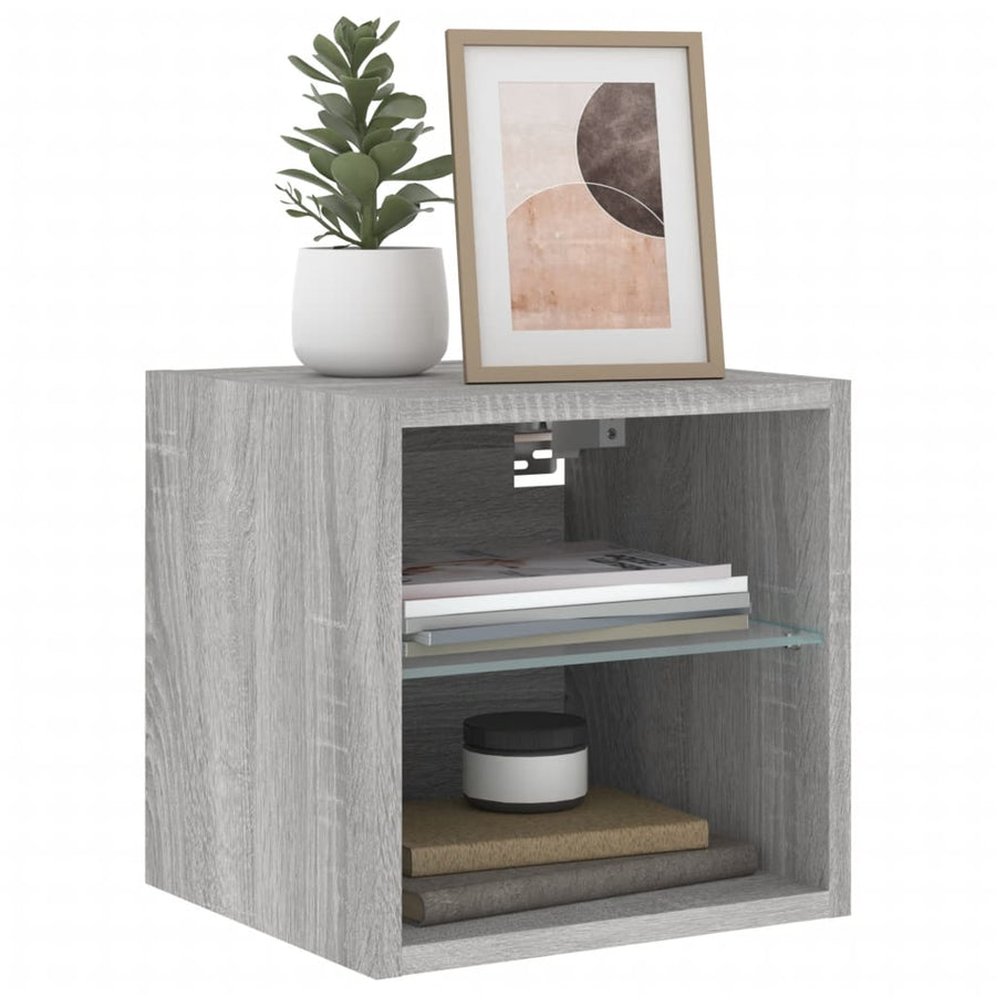Tv-Wandmeubels Met Led 2 St 30X28,5X30 Cm Grijs Sonoma Eiken