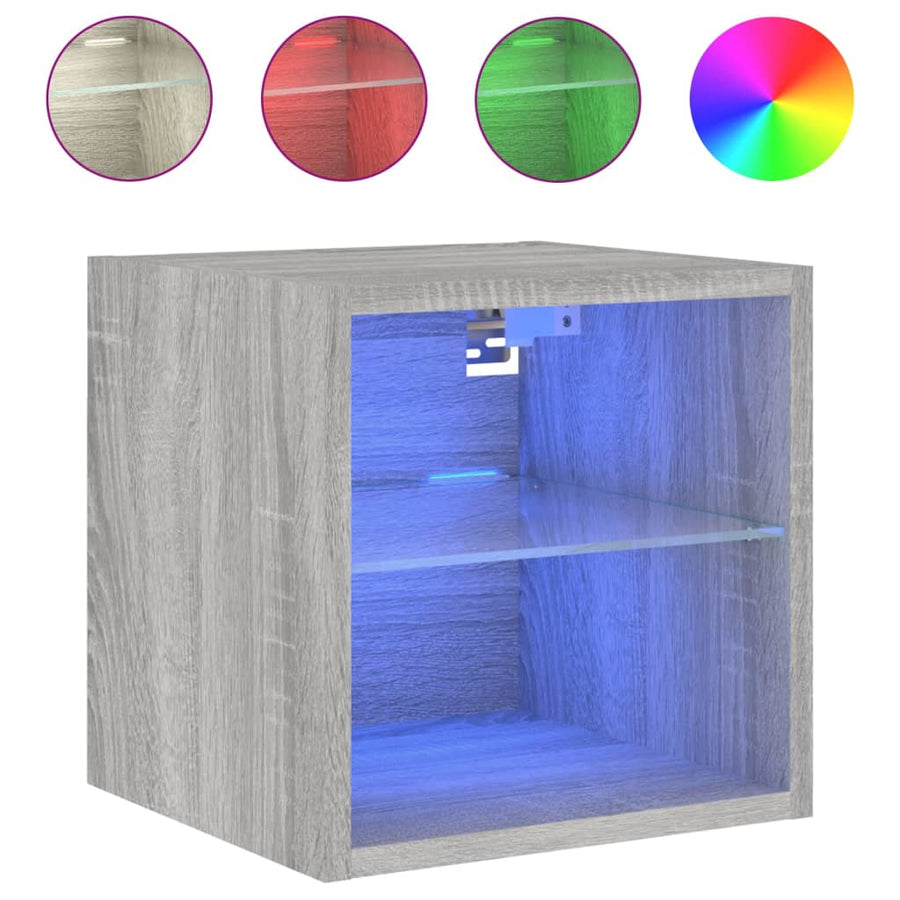 Tv-Wandmeubels Met Led 2 St 30X28,5X30 Cm Grijs Sonoma Eiken