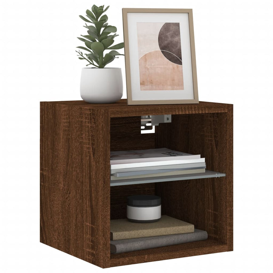 Tv-Wandmeubel Met Led-Verlichting 30X28,5X30 Cm Bruineikenkleur