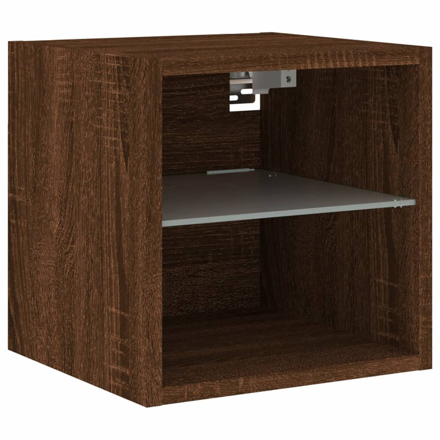 Tv-Wandmeubel Met Led-Verlichting 30X28,5X30 Cm Bruineikenkleur