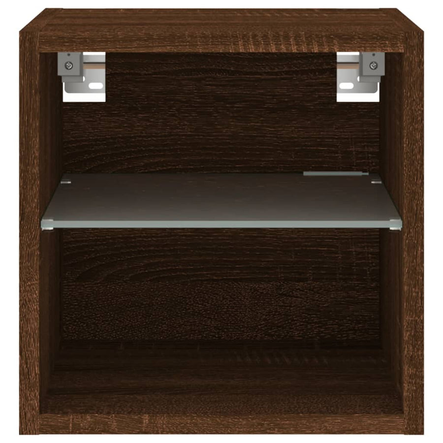 Tv-Wandmeubel Met Led-Verlichting 30X28,5X30 Cm Bruineikenkleur