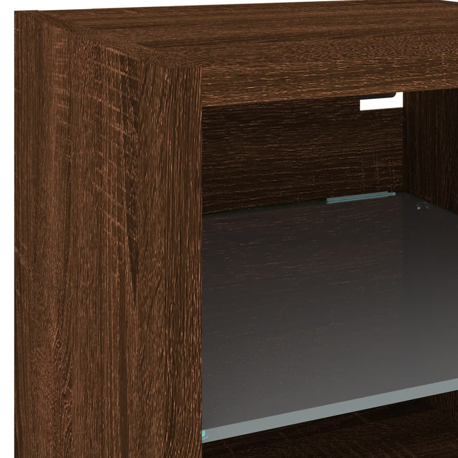 Tv-Wandmeubel Met Led-Verlichting 30X28,5X30 Cm Bruineikenkleur