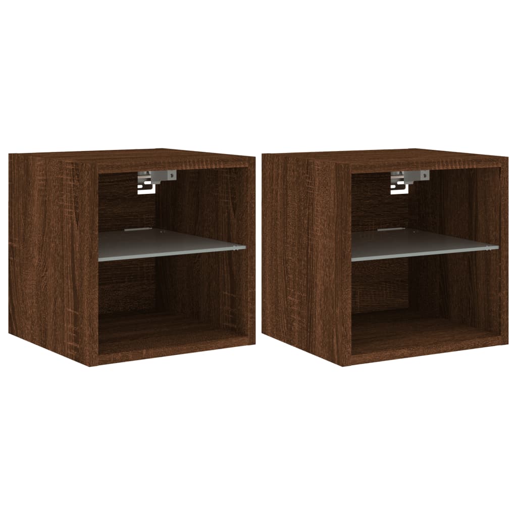 Tv-Wandmeubels Met Led 2 St 30X28,5X30 Cm Bruineikenkleurig