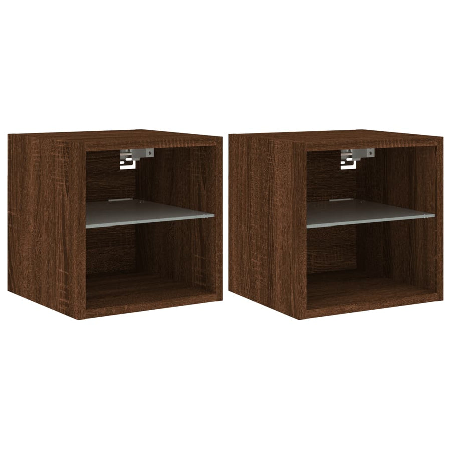 Tv-Wandmeubels Met Led 2 St 30X28,5X30 Cm Bruineikenkleurig