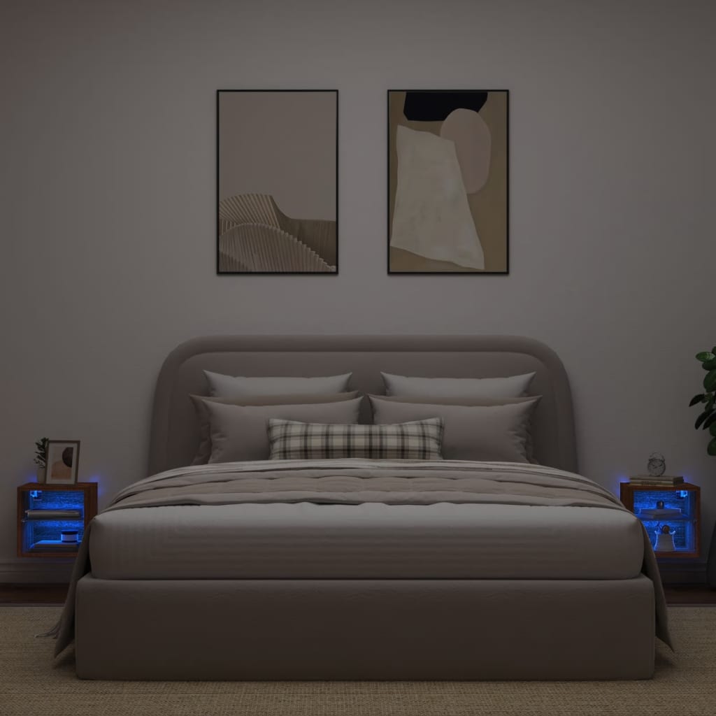 Tv-Wandmeubels Met Led 2 St 30X28,5X30 Cm Bruineikenkleurig
