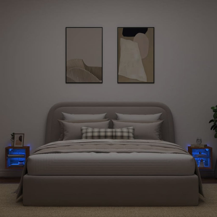 Tv-Wandmeubels Met Led 2 St 30X28,5X30 Cm Bruineikenkleurig