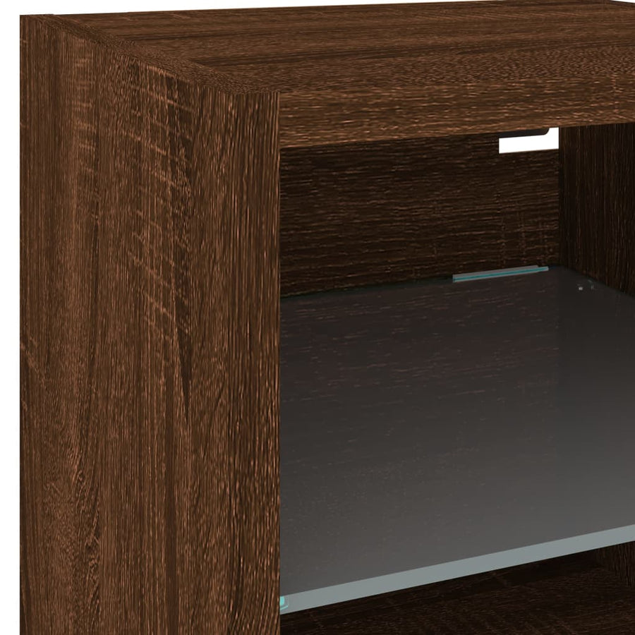 Tv-Wandmeubels Met Led 2 St 30X28,5X30 Cm Bruineikenkleurig
