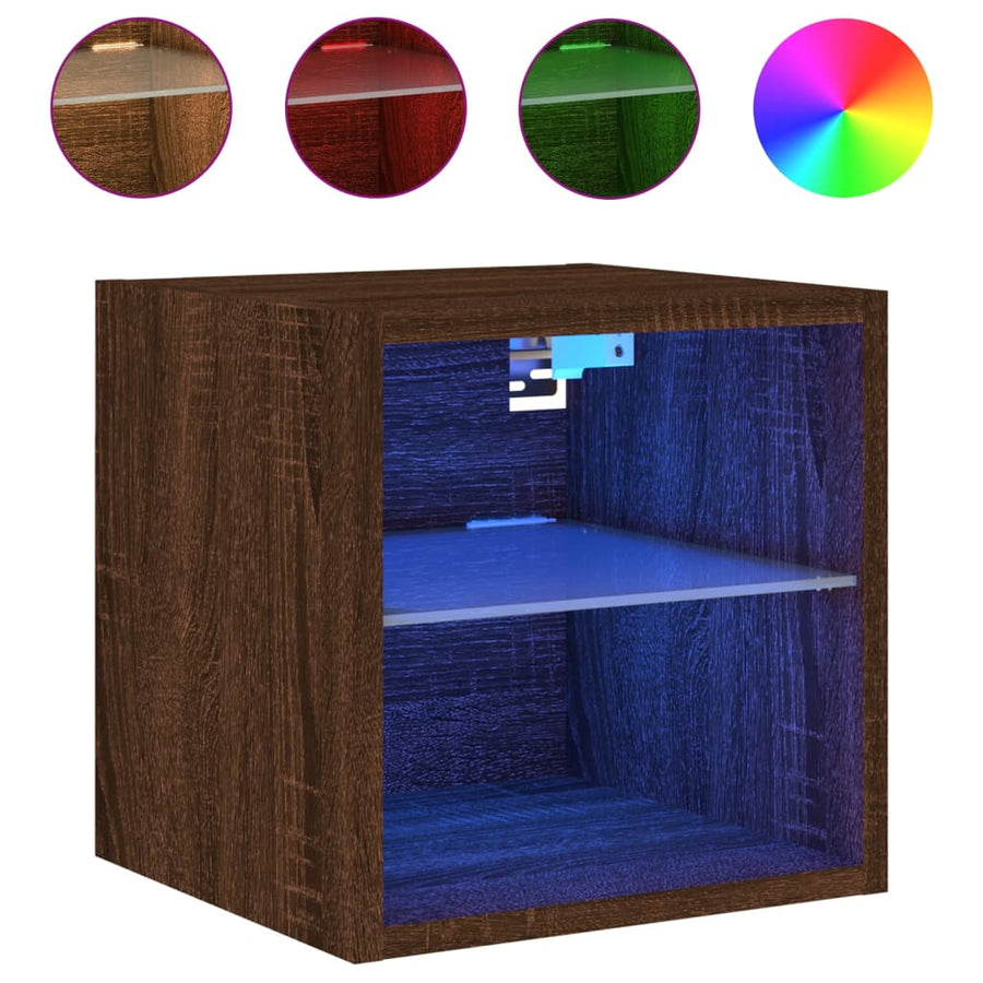 Tv-Wandmeubels Met Led 2 St 30X28,5X30 Cm Bruineikenkleurig