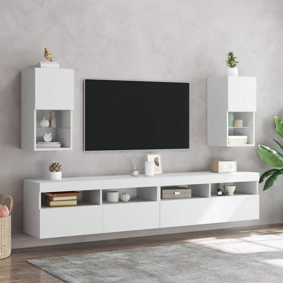 Tv-Meubelen Met Led-Verlichting 30,5X30X60 Cm 2 30.5 x 30 x 60 cm Wit