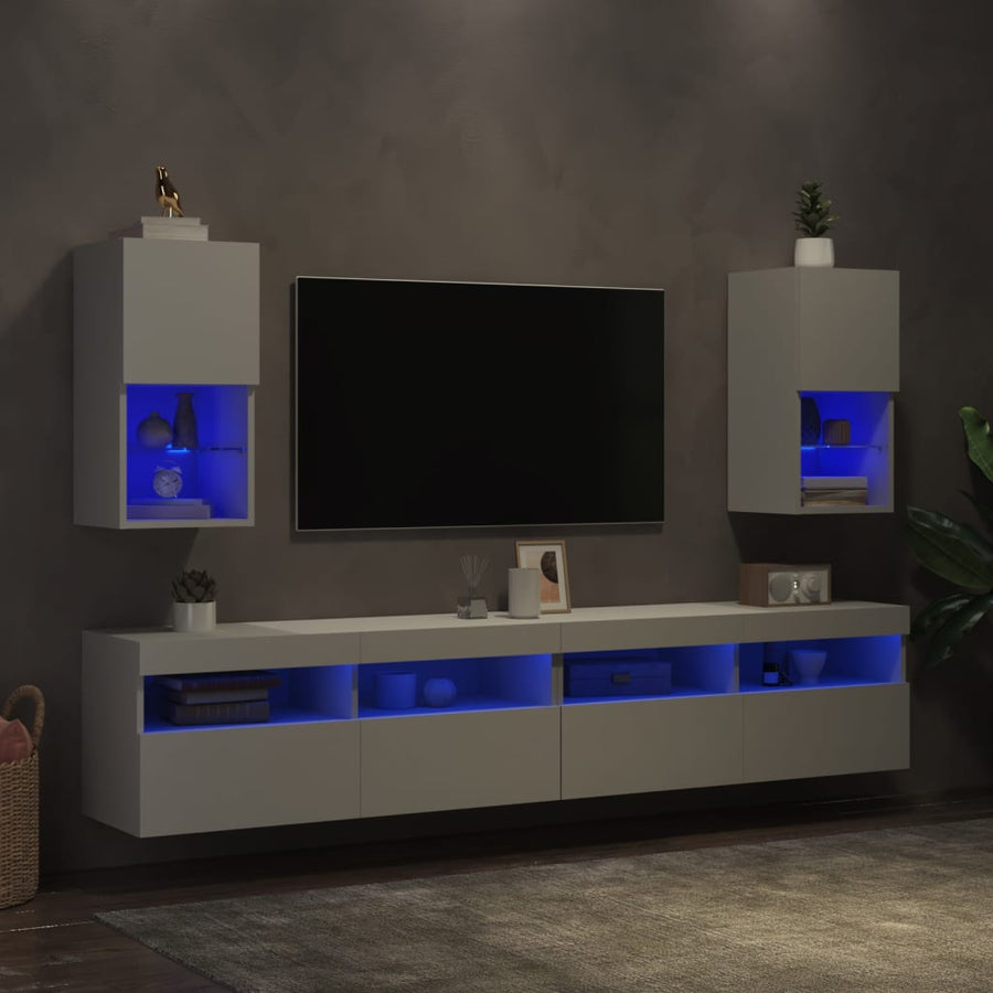 Tv-Meubelen Met Led-Verlichting 30,5X30X60 Cm 2 30.5 x 30 x 60 cm Wit