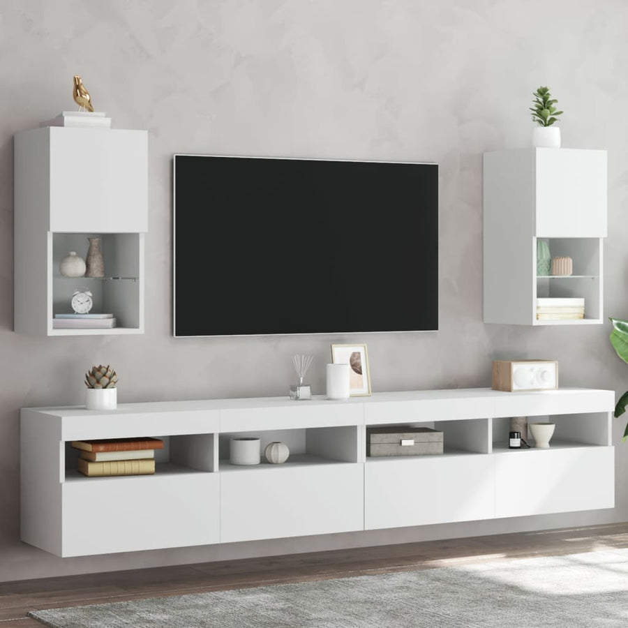 Tv-Meubelen Met Led-Verlichting 30,5X30X60 Cm 2 30.5 x 30 x 60 cm Wit