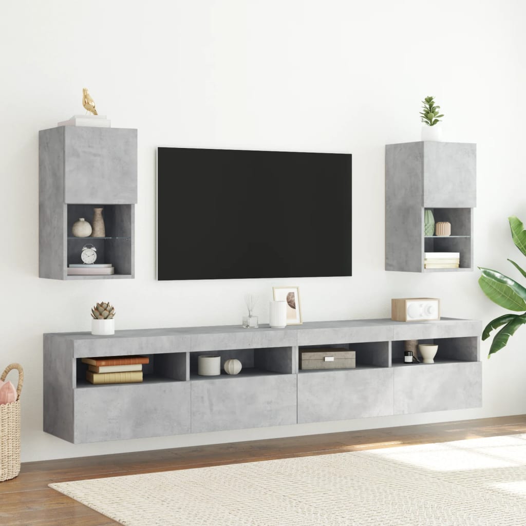 Tv-Meubelen Met Led-Verlichting 30,5X30X60 Cm 2 30.5 x 30 x 60 cm Betongrijs
