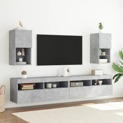Tv-Meubelen Met Led-Verlichting 30,5X30X60 Cm 2 30.5 x 30 x 60 cm Betongrijs