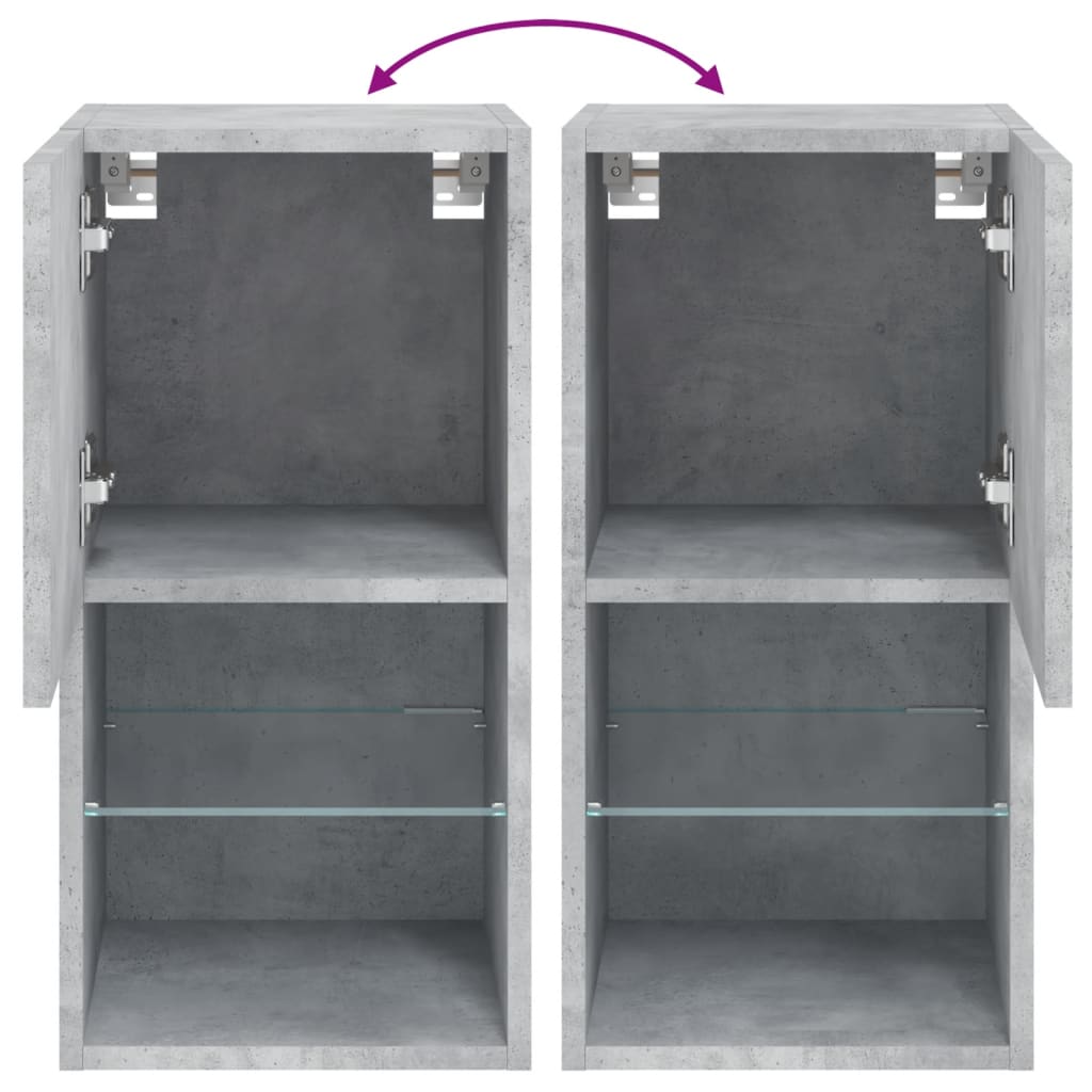 Tv-Meubelen Met Led-Verlichting 30,5X30X60 Cm 2 30.5 x 30 x 60 cm Betongrijs