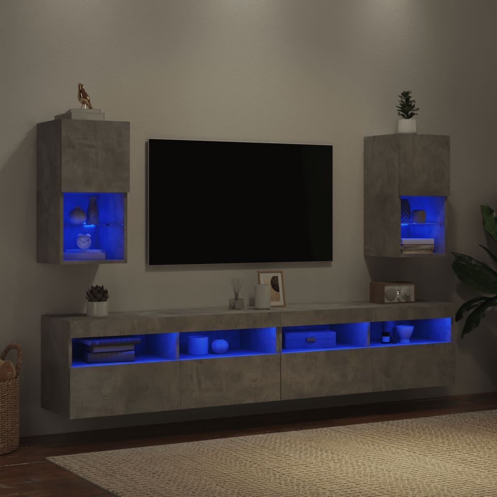Tv-Meubelen Met Led-Verlichting 30,5X30X60 Cm 2 30.5 x 30 x 60 cm Betongrijs