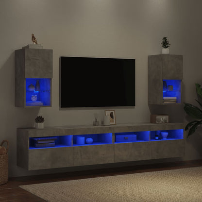 Tv-Meubelen Met Led-Verlichting 30,5X30X60 Cm 2 30.5 x 30 x 60 cm Betongrijs