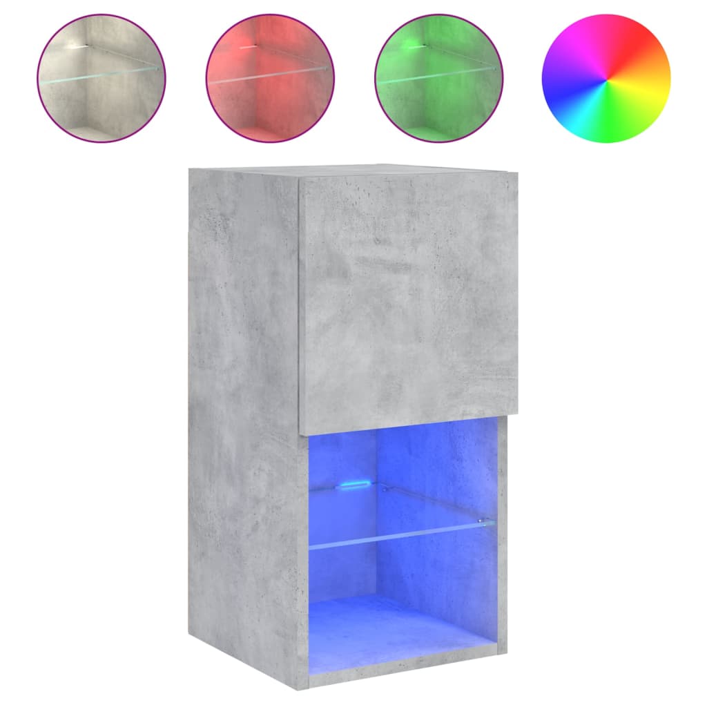 Tv-Meubelen Met Led-Verlichting 30,5X30X60 Cm 2 30.5 x 30 x 60 cm Betongrijs