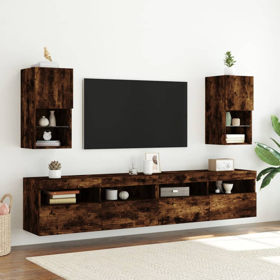 Tv-Meubelen Led-Verlichting 30,5X30X Gerookt Eiken 2 30.5 cm 60 cm