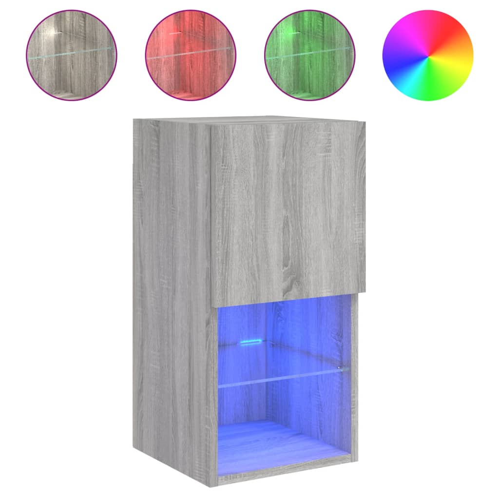 Tv-Meubel Met Led-Verlichting 30,5X30X60 Cm Eiken 1 30.5 x 30 x 60 cm Grijs sonoma