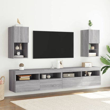 Tv-Meubel Met Led-Verlichting 30,5X30X60 Cm Eiken 1 30.5 x 30 x 60 cm Grijs sonoma