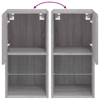 Tv-Meubel Met Led-Verlichting 30,5X30X60 Cm Eiken 1 30.5 x 30 x 60 cm Grijs sonoma