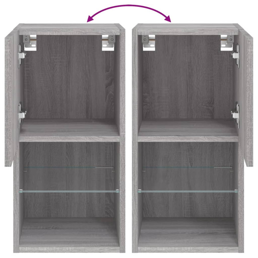 Tv-Meubel Met Led-Verlichting 30,5X30X60 Cm Eiken 1 30.5 x 30 x 60 cm Grijs sonoma